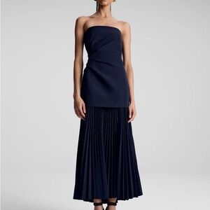 A.L.C. Navy Strapless Pleated Dress